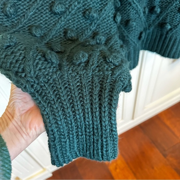 Anthropologie C/MEO Collective Pom Pom Trims Evergreen Women’s Knit Sweater L - Picture 9 of 13